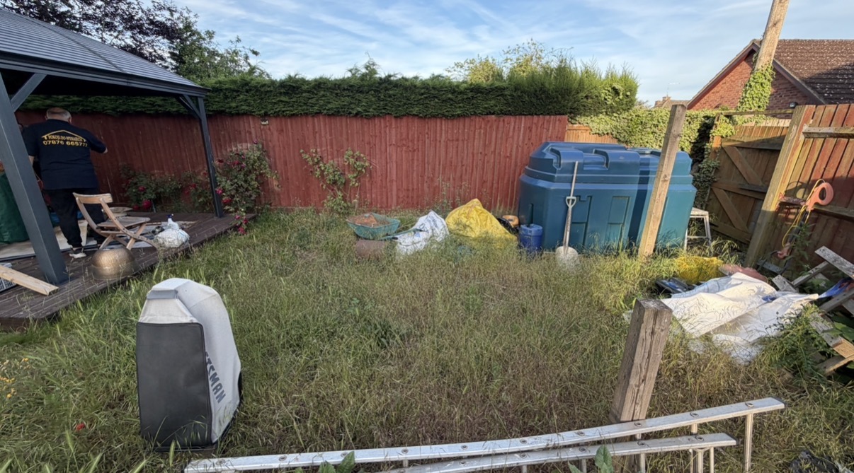 Before: Noble Grounds lawn mowing before and after in Wisbech